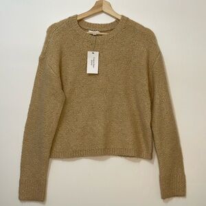 Calvin Klein Crewneck Sweater Metallic Gold Wheat Pullover NWT Sz Small